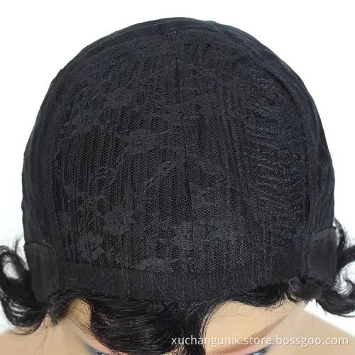 8 Inch Deep Water  Fringe Wig For Black Women,Wholesale Short Curly Wigs With Bang,Raw Brazilian Wigs Human Hair Lace Front
